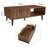 Caya 47.2" Coffee Table with 2 Fluted Drawers and Solid Wood Legs