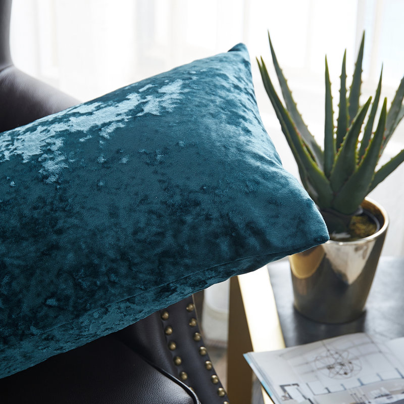 Floral Rectangular Lumbar Cushion Cover, Storm Blue