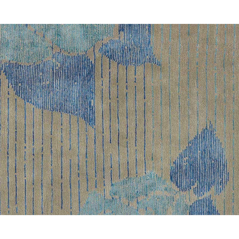 Lux Rose Floral Area Rug in Blue/Taupe, Rectangle 6' x 9'