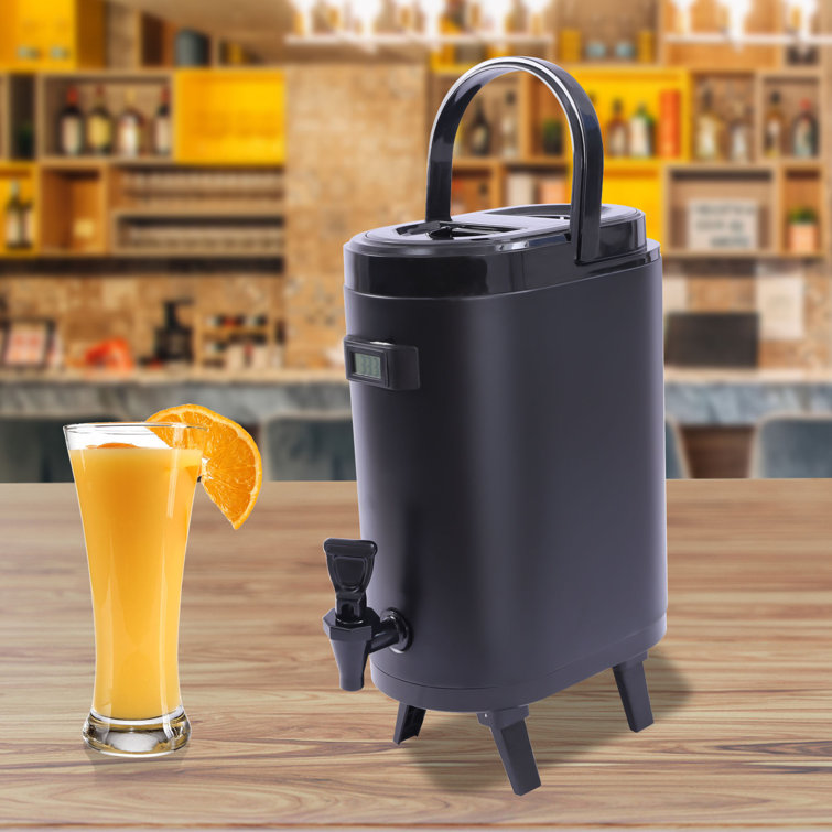 6L Food-grade 304 Stainless Steel Insulated Beverage Dispenser with Thermometer White Prep & Savour Color: Black