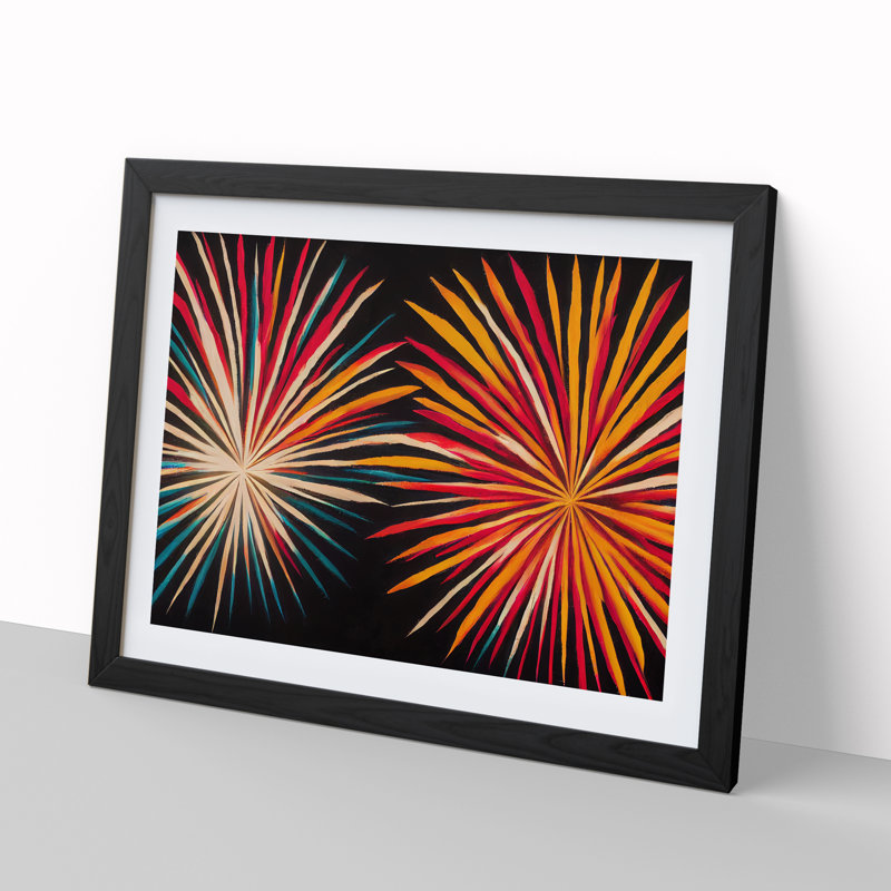 Eccentric Fireworks - Single Picture Frame Print, 46cm H x 64cm W x 2cm D, Black Frame