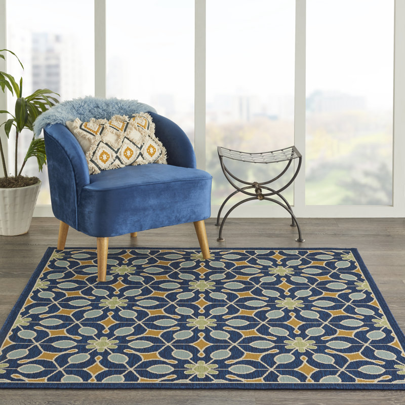 Tapis bleu marine traditionnel Janyce, Carré 5 pi 3 po