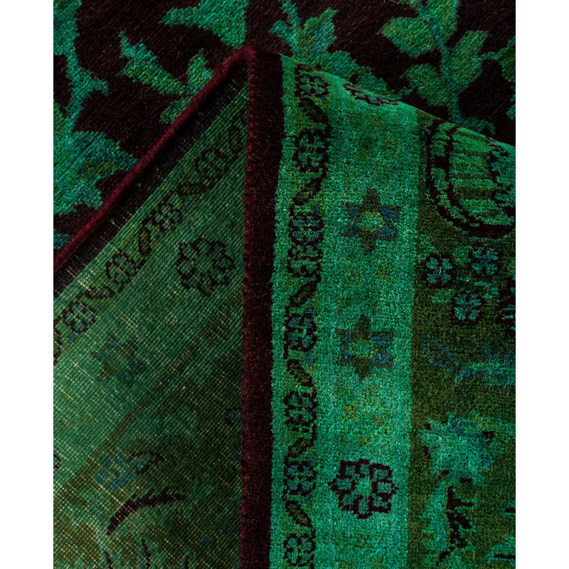Overdyed Hand-Knotted Wool Modern-Contemporary Green Area Rug 6' 0" x 9' 1"