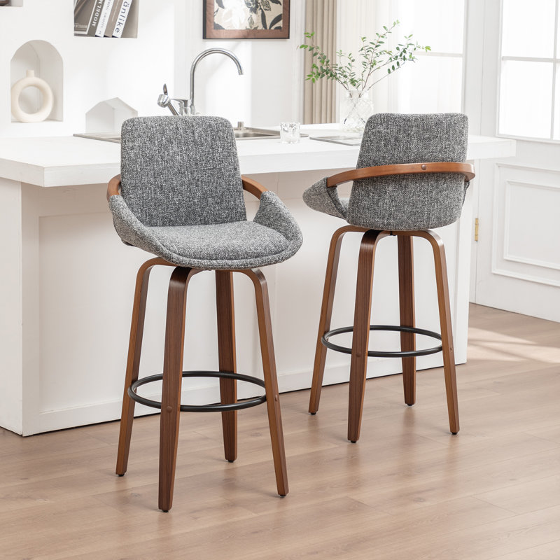 Swivel Upholstered Counter Stool, Counter Stool (63.5cm Seat Height), Light Grey