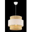 Lustre en métal élégant avec capuchon en tissu, chameau et blanc, 11,8 po x 11,8 po x 10,6 po | Hauteur totale: 25,6 pouces | Douille E27 (60 W maximum) | Certifié CE, parfait pour le salon ou la salle à manger, solution d'éclairage élégante-1852311758