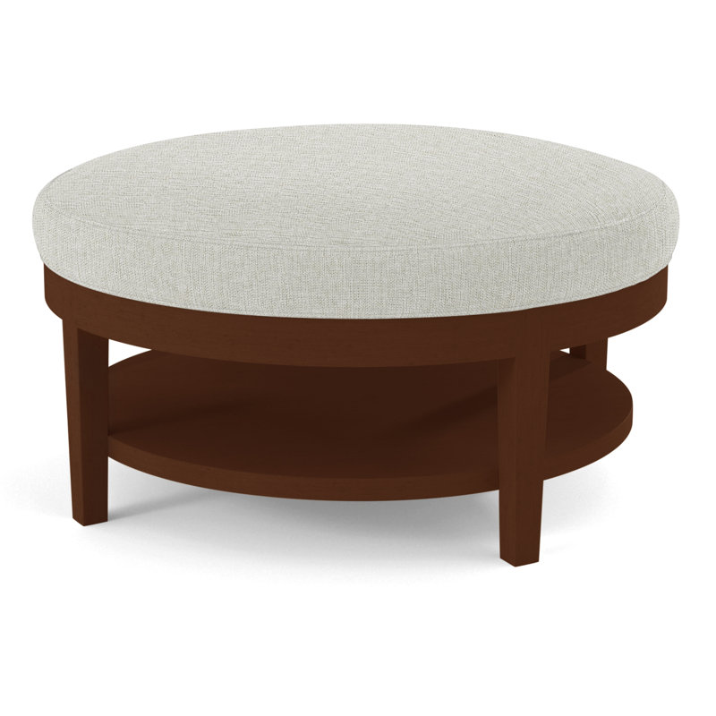 Midtown Upholstered Ottoman, Green and Blue Stripe; 0252-54, Coffee Finish
