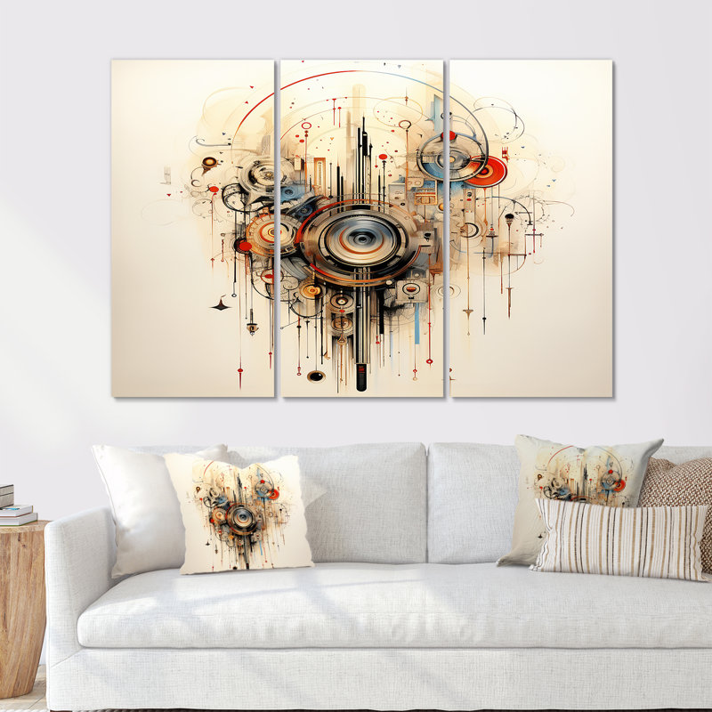 Dafna - Ensemble d'art mural musique, H 28 po x l 36 po x P 1 po, Toile tendue