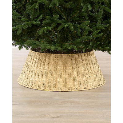 Neutral Knitted Rattan Christmas Tree Collar, 45cm