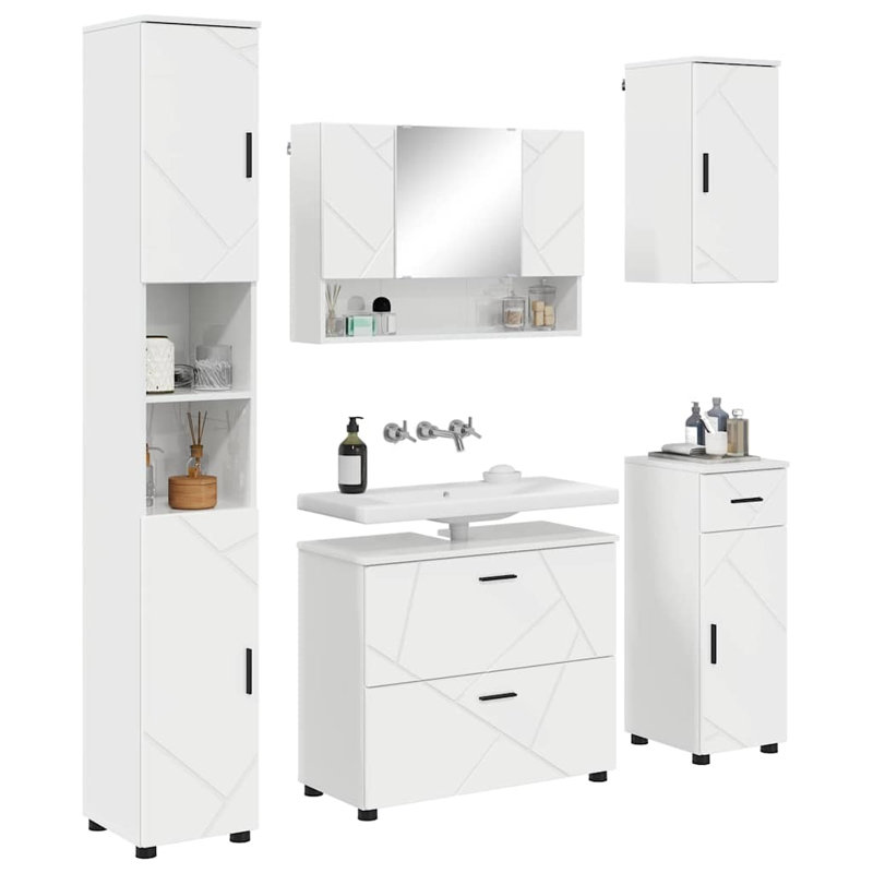 Bathroom Storage Furniture Set, High Gloss White