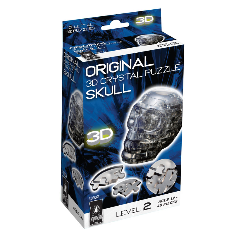 Crâne de cristal 3D, gris