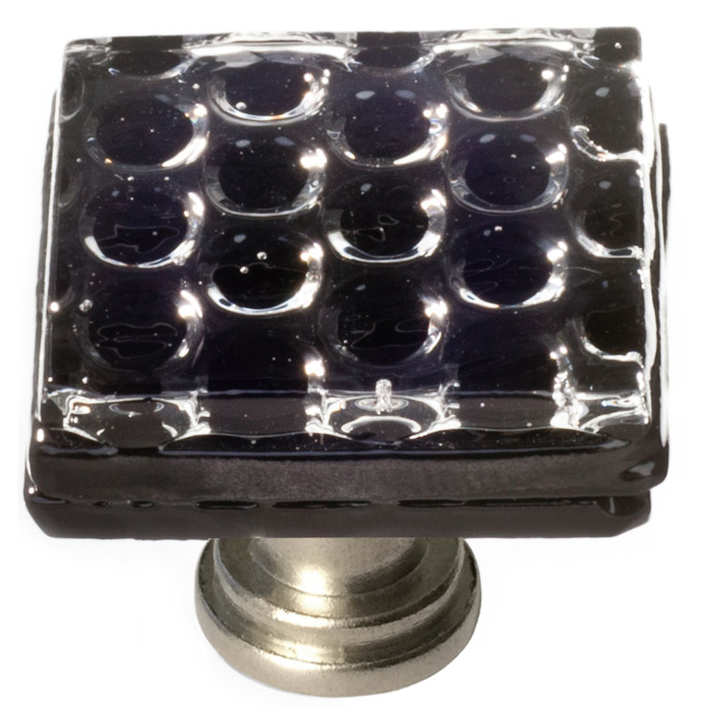 Texture Square Knob, Black, Satin Nickel