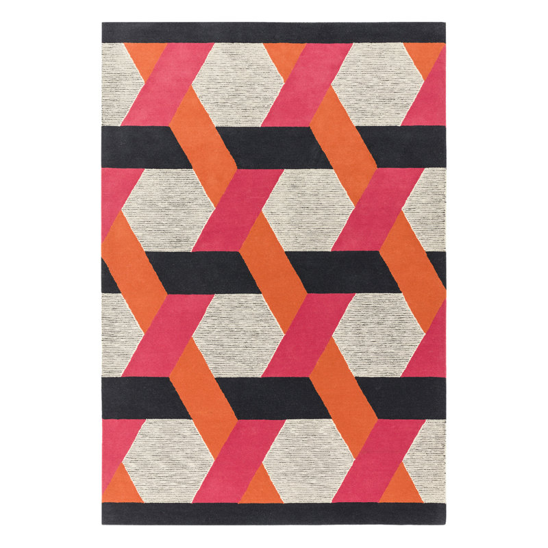 Deutsch Hand Woven Wool Orange/Grey Indoor Rug, Rectangle 160 x 230cm