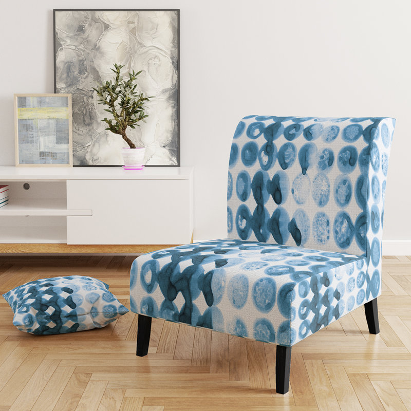 Fauteuil de chambre rembourré Watercolor, Mélange de polyester bleu / blanc