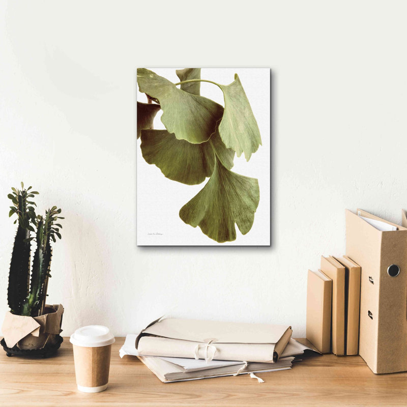 «Ginko Color on White» par Debra Van Swearingen, art mural sur toile, H 16 po x l 12 po x P 0,75 po