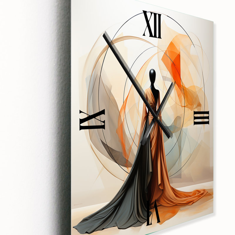 Horloge murale abstraite contemporaine danseuse africaine - femme afro-américaine, H 32 po x l 24 po x P 1 po