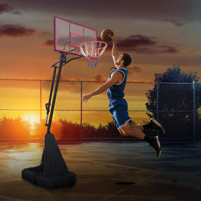 Hand-Cranked Height Adjustable Portable Basketball Hoop