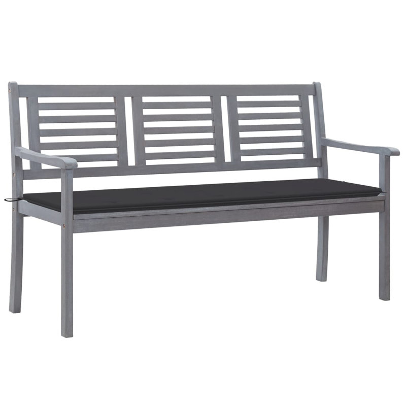 Tabler Solid Wood Eucalyptus Outdoor Bench, Anthracite, 35" H x 47.2" W x 23.6" D
