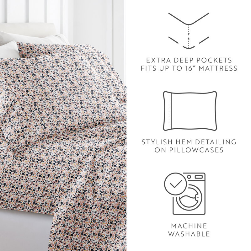Mauve Floral Twin Microfiber Kids Cover Sheet Set