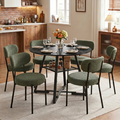Table de salle à manger industrielle 42 "avec chaises rembourrées, ensemble de table de cuisine