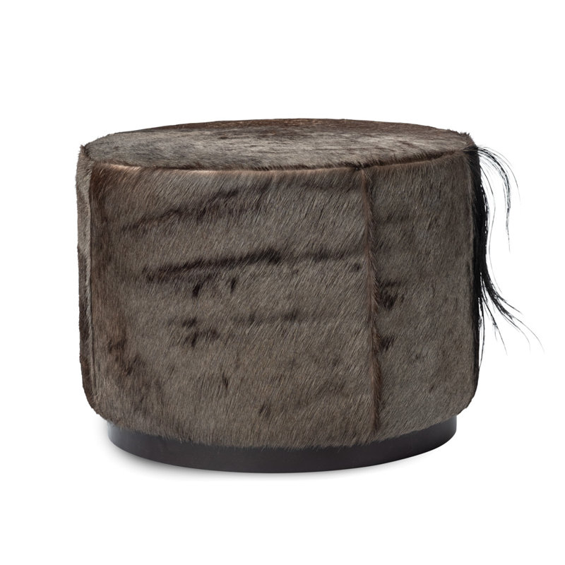 Wildebeest Hide Round Ottoman