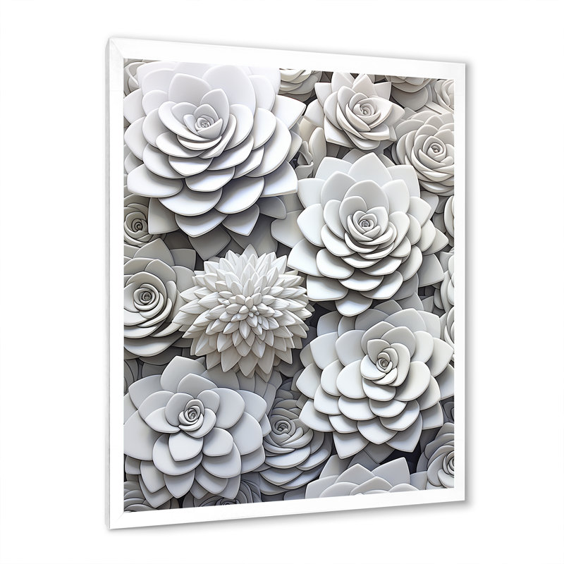 Minimalisme noir et blanc succulent, Cadre simple blanc, H 32 po x l 24 po x P 1 po