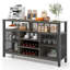 55-Inch Buffet Sideboard With 8-Bottle Wine Racks And Wine Glass Holders-1419180261