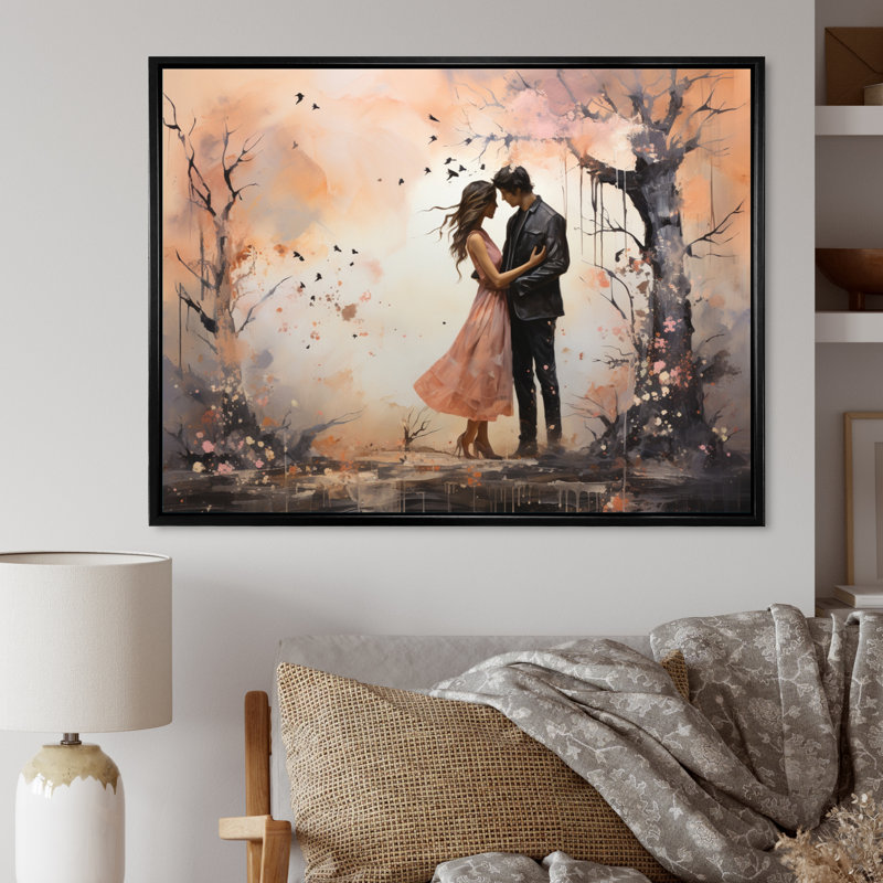 Paysage romantique aime les murmures I, H 12 po x l 20 po x P 1 po, Cadre flottant noir