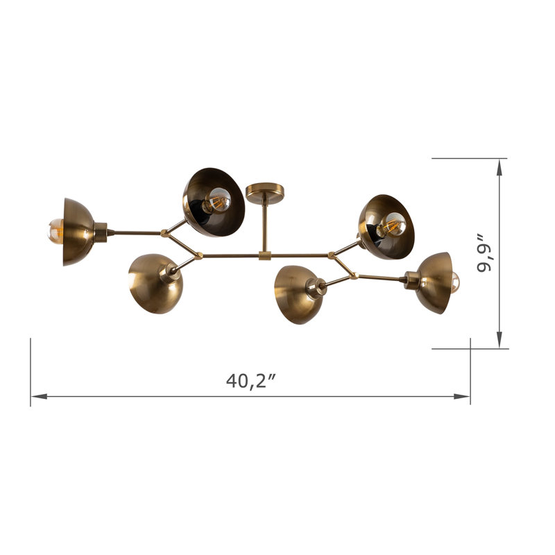 Plafonnier semi-encastré 6 lumières, Rétro
