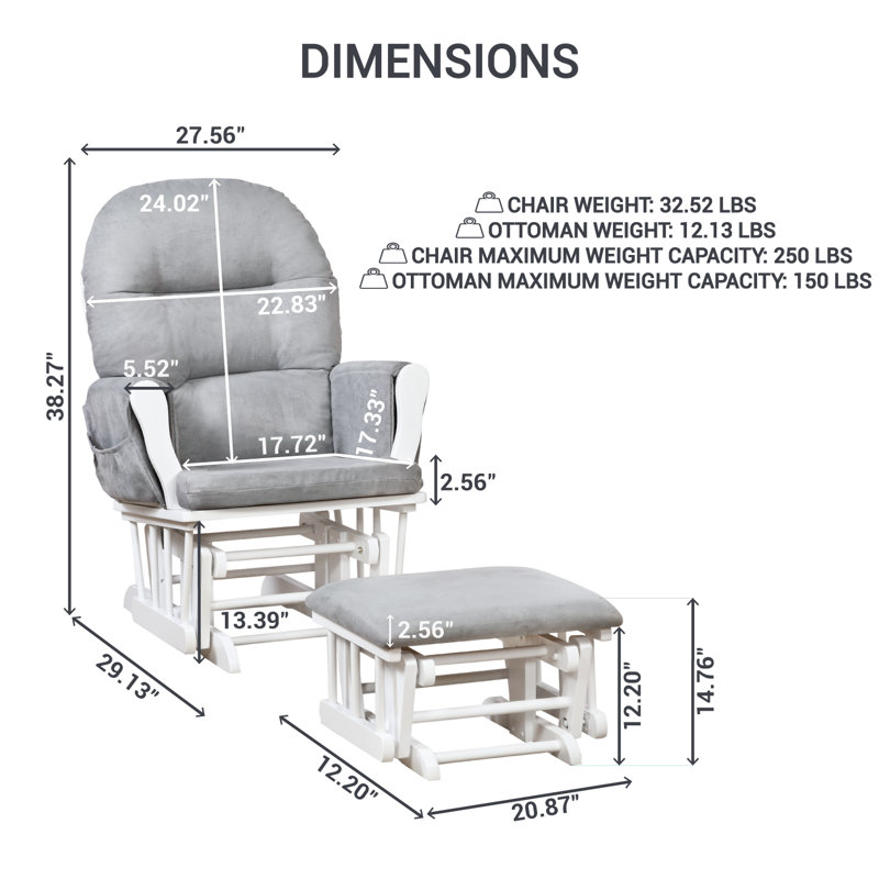 Winston Porter Parkhur Rocking Chair Nursery Glider with Ottoman ...