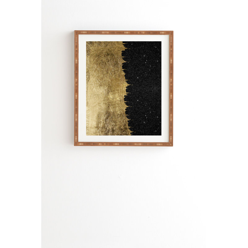 « golden starry night », impression, Armature en bambou, H 12 po x l 12 po x P 2 po, Pas de tapis
