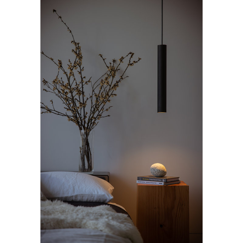 Roest Industrial Steel Pipe Pendant Light, 6" H x 2.5" W x 2.5" D, Carbon