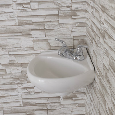 Vitreous China Corner Bathroom Sink with Overflow