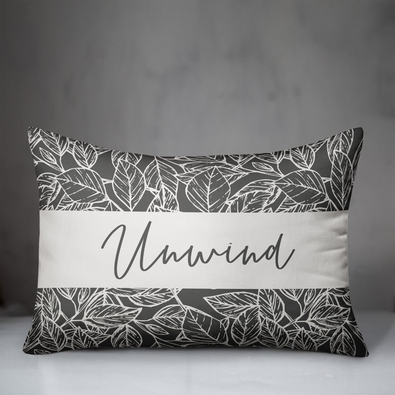 Housse et insert pour coussin d'extérieur rectangulaire Unwind Leaves 17, gris
