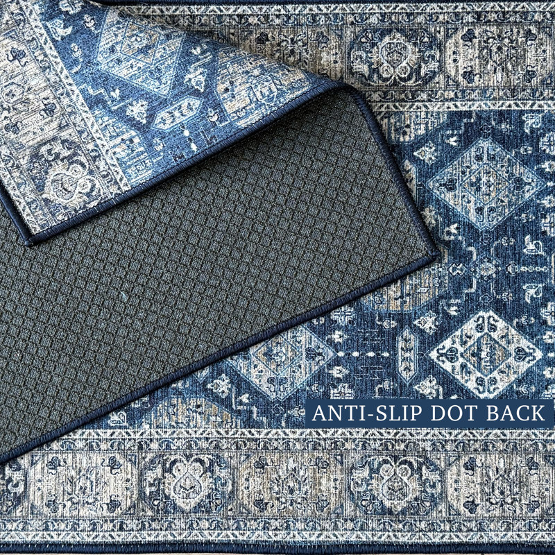 Tapis de couloir d'intérieur antibactérien bleu Mahal, Tapis de couloir 2 pi 8 po x 6 pi