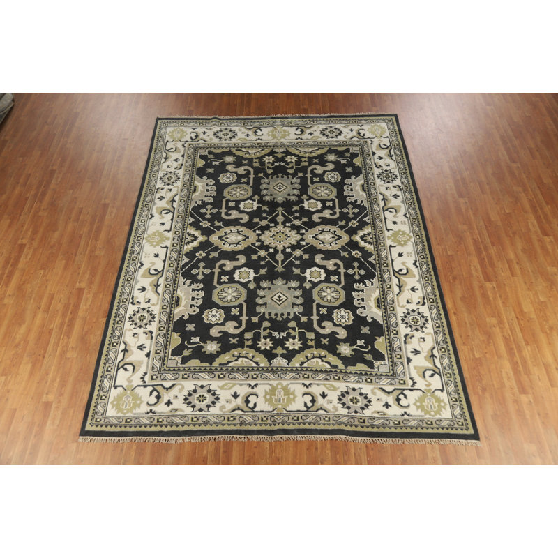 Tapis noir en laine noir Oushak 9 x 12