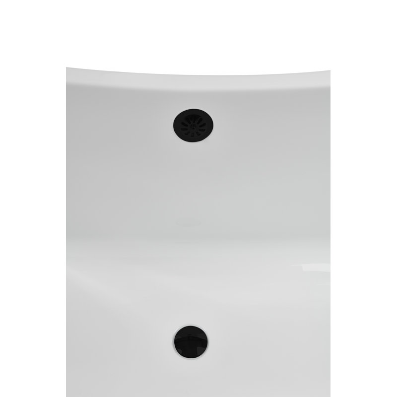 Baignoire sur pattes 59 ", plateau, bonde, pattes 59" Streamline, Noir mat, Noir mat