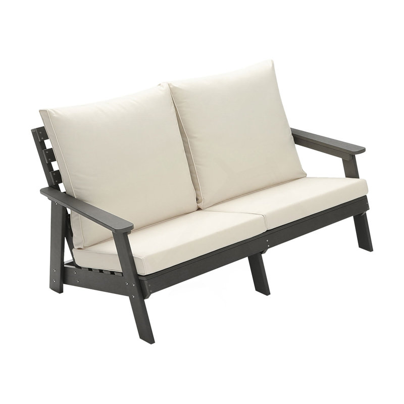 Causeuse confortable avec coussins, Beige Cushion/Gray Frame