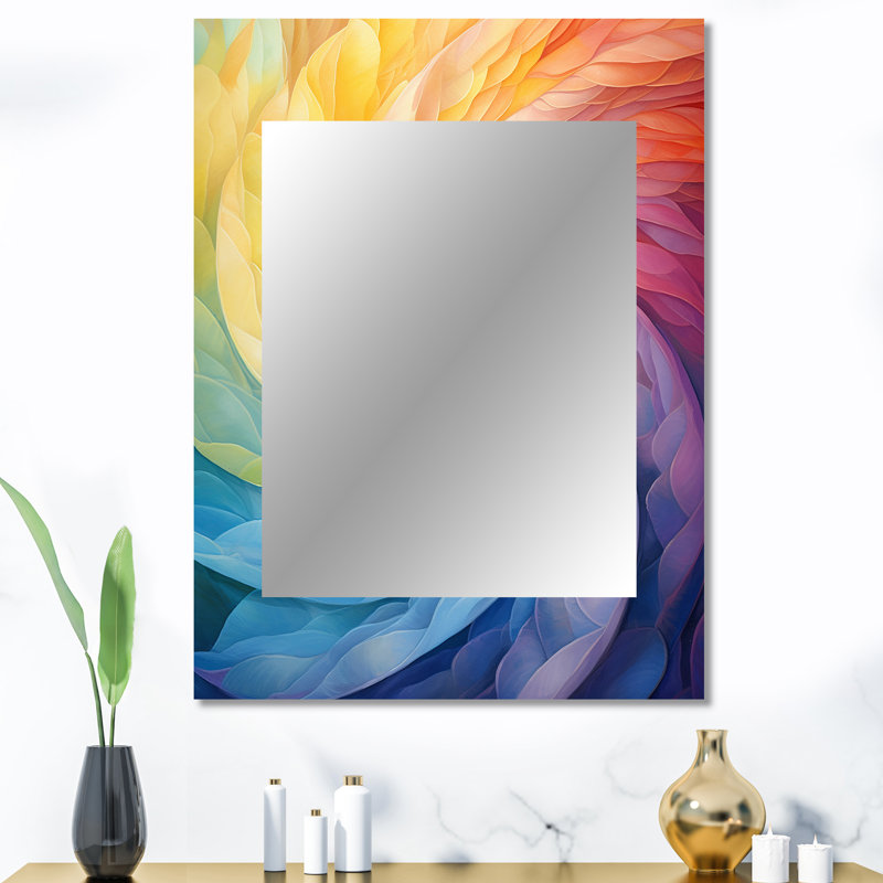 Raimbow Serenade Of Spirals I - Abstract Spirals Large Mirror, Modern Decorative Wall Mirror, Printed Metal Art, 40" x 30"