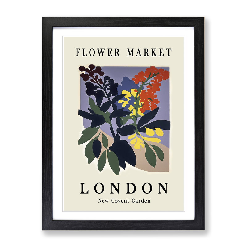 London Flower Market Exhibition No.5 - Single Picture Frame Print on Wood, 46cm H x 34cm W x 2cm D