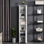 Grande armoire de rangement pour salle de bain, tour à linge autoportante avec tablette à 2 niveaux et 2 armoires, rangement pour plancher étroit, blanc