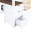 Lit superposé Twintwin blanc + noyer avec couchette de rangement et bureau, finition blanc + noyer. Petites pièces Space Design. Prises de courant équipées