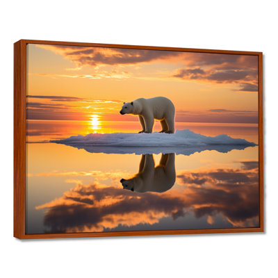 Ours polaire sur l'iceberg, coucher de soleil rose - ours, art mural