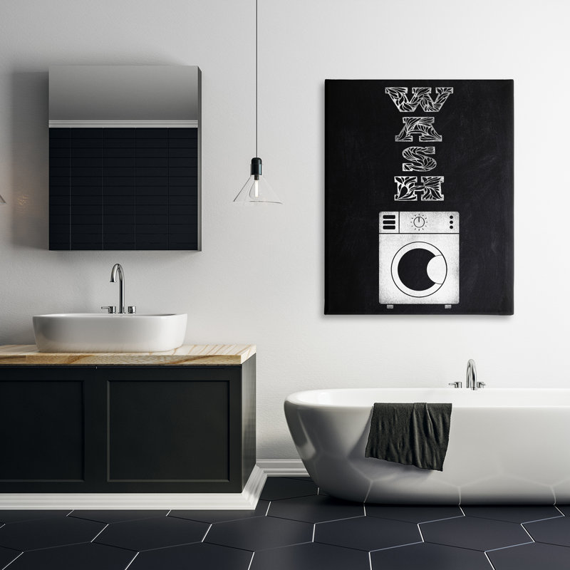 Blanchisserie, lettres ornées sur toile, design par Marcus Prime