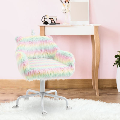 Fauteuil moelleux, dossier moyen, arc-en-ciel coloré, base 5 étoiles, hauteur réglable pour le tissu du bureau, pivotant sur 360 °, bureau confortable