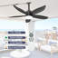 Ventilateur de plafond extérieur étanche 42 po avec tige de suspension noire, éclairage, 6 vitesses, 3 températures de couleur, télécommande, prise secteur