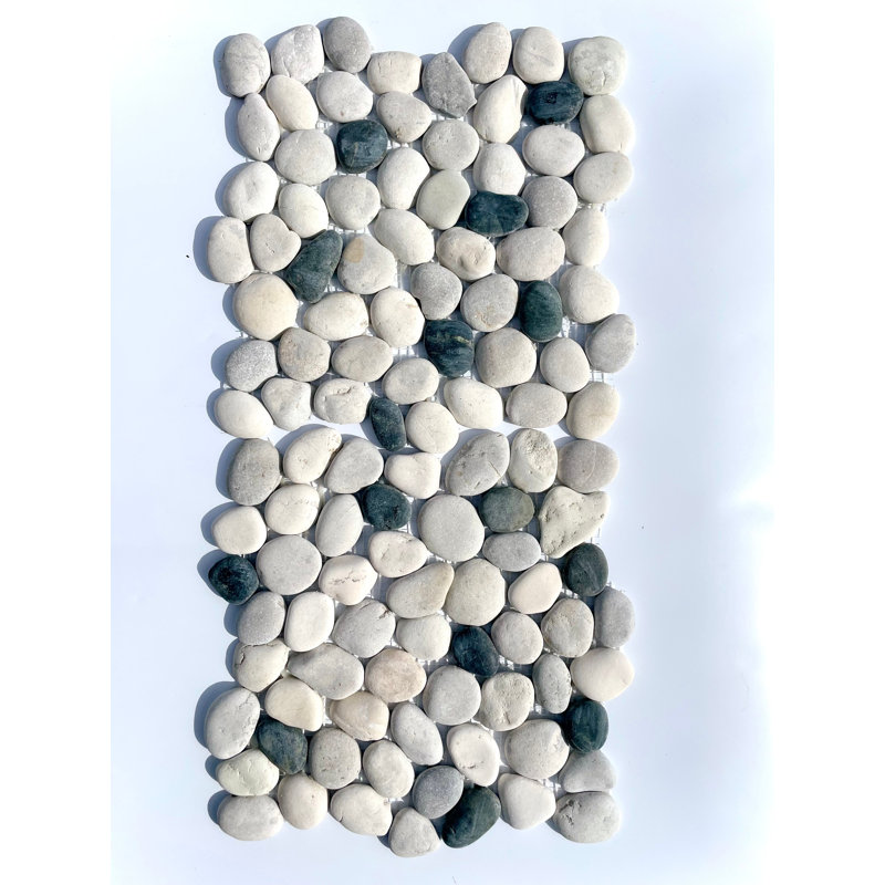 White-Gray-Black Leveled Pebble Mosaic 12" x 12"