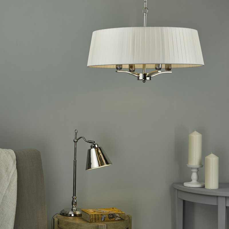 Berkshire 4 - Light Drum Chandelier, Polished Nickel, Ivory