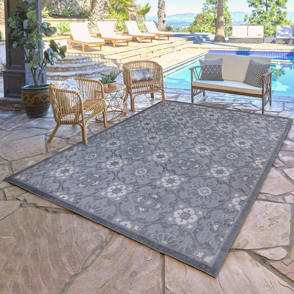 Gertmenian Flatweave Gray Indoor/Outdoor Rug | Wayfair