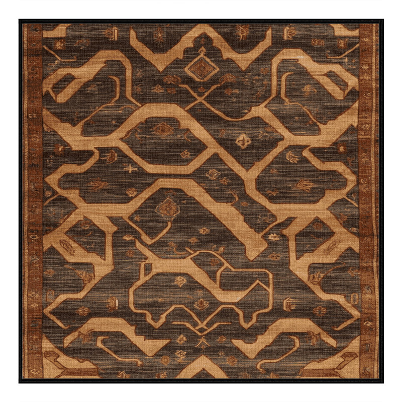 Machine Washable Persian Brown Area Rug, Square 4'