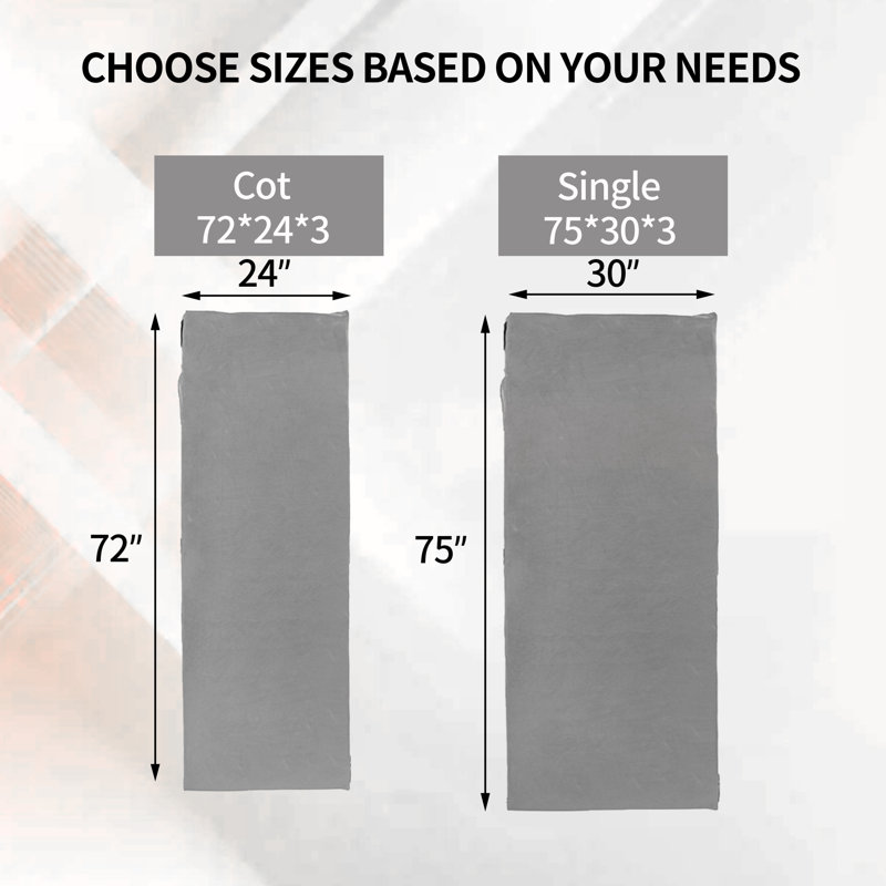 Matelas d'extérieur pour lit de bébé en mousse viscoélastique gris, Gris, 3" H x 70.8" W x 23.6" D